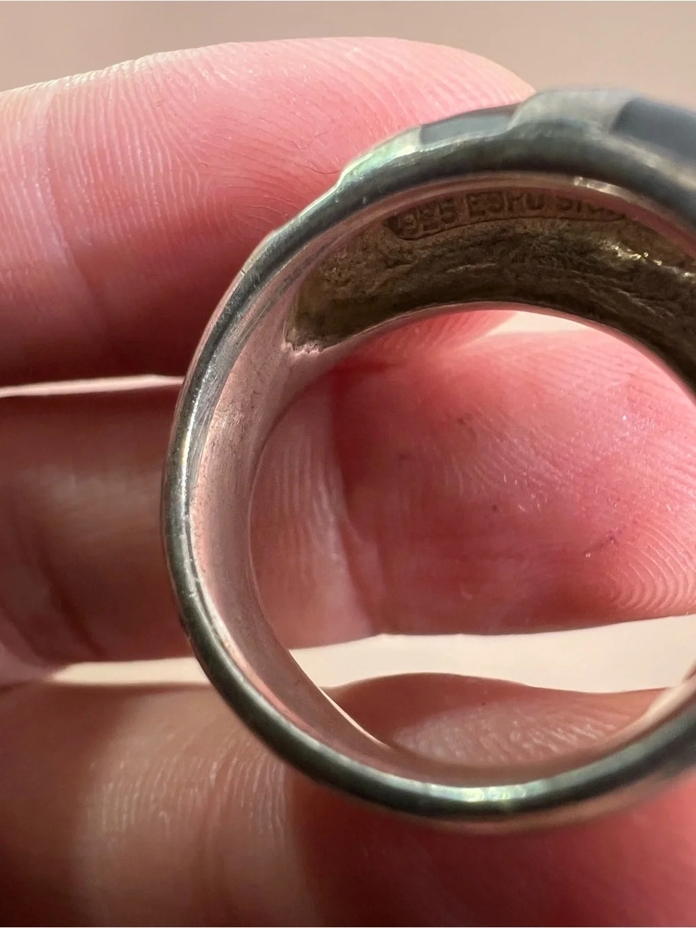 Sterling Silver Black Onyx Inlay Dome Ring
